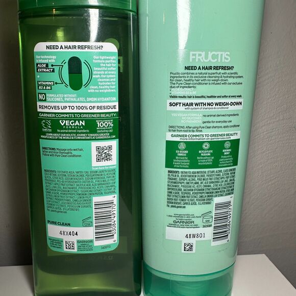 Garnier Fructis Pure Clean Silicone-Free Purifying Shampoo & Conditioner NEW - Picture 3 of 7